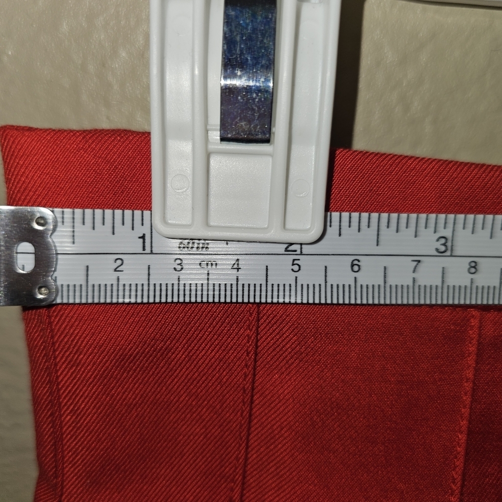 Red Pleated Skirt with White Stripes - Picture 7 of 10